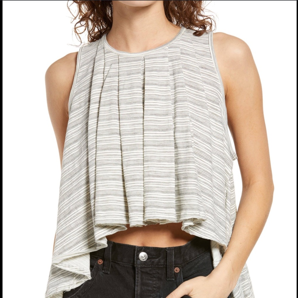 Free People Scarlet Ibis Combo Striped Sleeveless Top - Off White & Black - Sz M